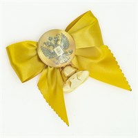 Бант с колокольчиком LOGO, цвет золотистый. 10559