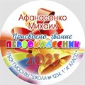 Медаль именная 70 мм "Посвящение в первоклассники". Металл Арт. 4618 4618